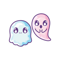 funny halloween ghosts on white background