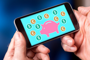 Money saving concept on a smartphone