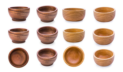 wood bowl on white background