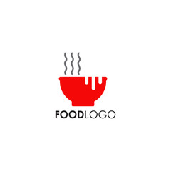 Obraz premium Food logo with using bowl icon vector template