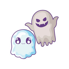 funny halloween ghost on white background