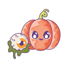 halloween pumpkin with eyes scary on white background