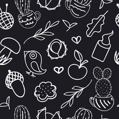 Seamless childish figure hand-drawn pattern.