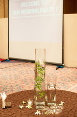 Floating candles on  a table at a wedding party