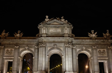 Puerta de Alcala gate in the Independence Square in Madrid - SPAIN.