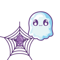 creepy spider animal with ghost on white background