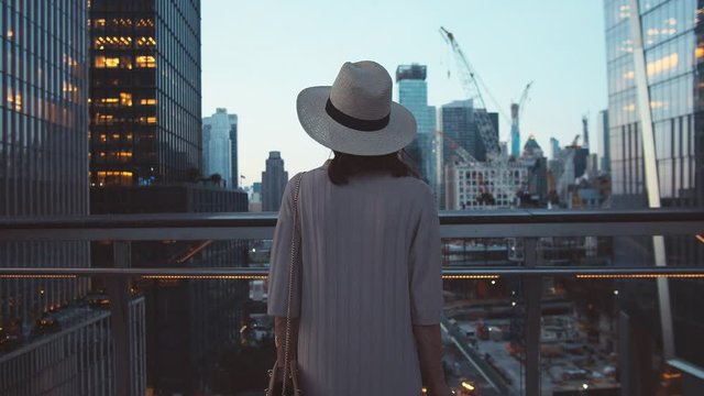 Young girl in a hat in the Wessel in New York City