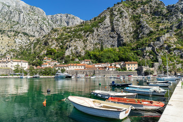 Fototapeta na wymiar Kotor marina in Kotor Bay Montenegro