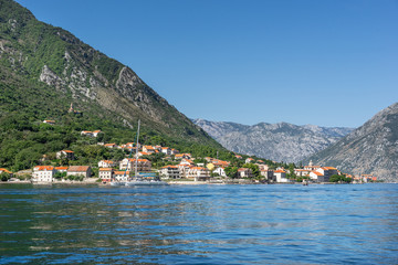 Fototapeta na wymiar Prcanj on Kotor Bay in Montenegro