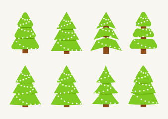 Winter collection of Christmas trees.