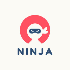 Ninja logo template vector icon. Rounded shape with ninja illustration. EPS 10. © aditvest