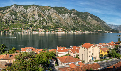 Looking across Kotor Bay from the Dobrotain Kotor Montenegro