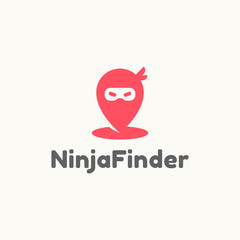 Ninja Finder logo template vector icon. Placeholder with ninja face illustration. EPS 10.