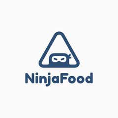 Ninja food logo template vector icon. Onigiri,japanese food with ninja face illustration. EPS 10.