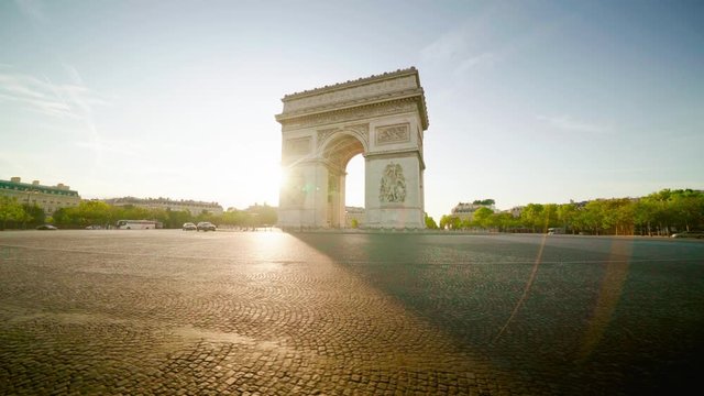 Triumphal Arch at sunrise, Paris, France