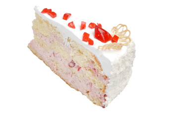 Tasty cake with nuts isolated on white background