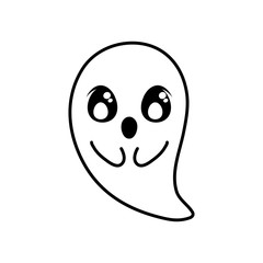 funny halloween ghost on white background