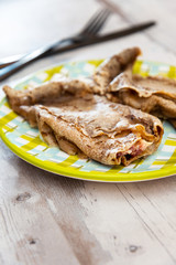 Homemade french buckwheat galette on the table