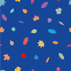 Fall of the leaves. Autumn leaves are hand drawn. Seamless pattern for textile, wallpapers, gift wrap, wallpapers, banners and scrapbook. Vector surface illustration.