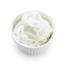 Fototapeta na wymiar Bowl of whipped cream.