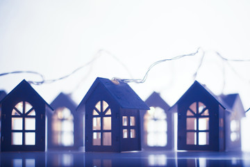 Glowing houses Christmas card