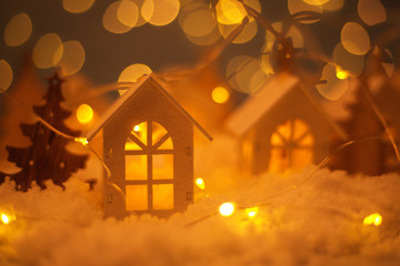 Glowing houses Christmas card