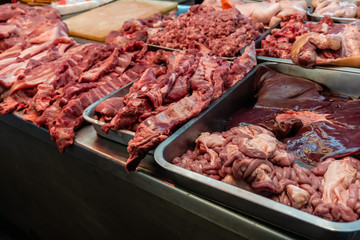 Raw meat in Fresh markets 