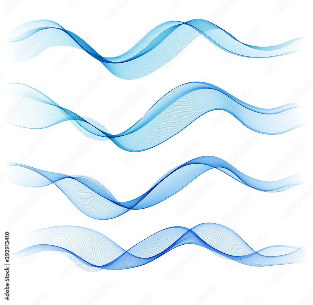 Poster set of blue abstract wave design element