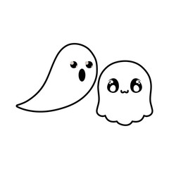funny halloween ghost on white background