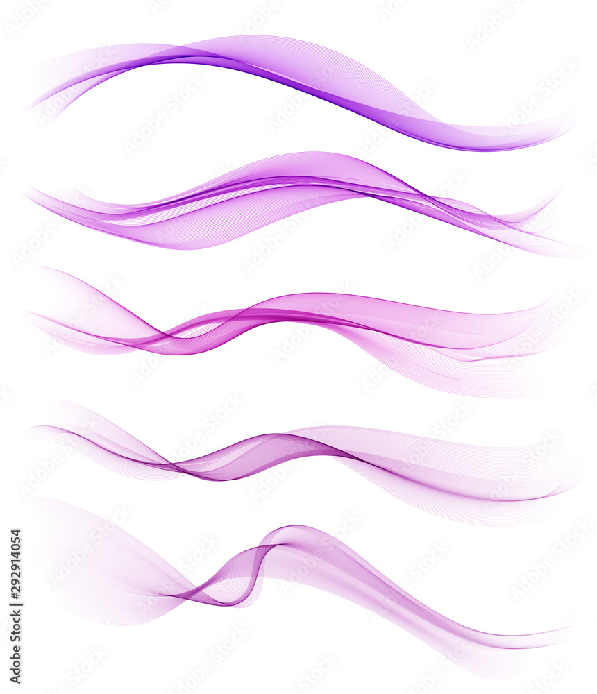 Wall mural Set of purple abstract wave design element