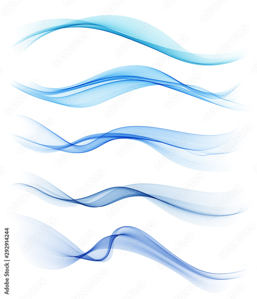 Poster Set of blue abstract wave design element