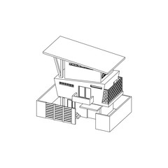 Asymetric Building design architectural isolated images
