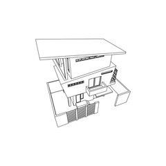 Asymetric Building design architectural isolated images