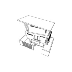 Asymetric Building design architectural isolated images
