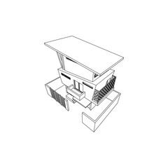 Asymetric Building design architectural isolated images