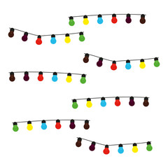 multicolored christmas garlands of old light bulbs for decoration