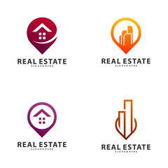 Set of City Point Logo Vector Industrial symbol icon design illustration, Emblem, Design Concept, Creative Symbol, Icon