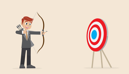 Businessman aiming in target.