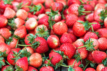Stacked of fresh strawberry fruits, Ripe strawberry organic and harvest