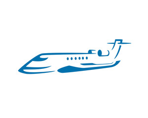 Flying Private Jet Symbol Silhouette