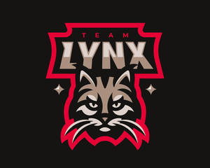 Lynx modern logo. Bobcat design emblem template for a sport and eSport team.