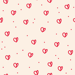 Vector seamless texture christmas pattern in beige. Simple doodle abstract ribbon and dot made into repeat. Great for background, wallpaper, wrapping paper, packaging.