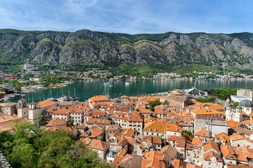 Looking across Kotor Bay from the Fortress in Kotor Montenegro