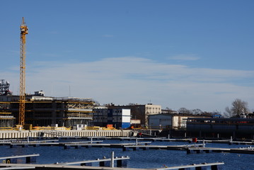 Gdynia , budowa Gdynia ,dźwig, budowa, budowa, przemysł, niebo, architektura, dźwig, przemysłowe, miejsce, port, budować, blękit, stal, gród, dzieło, beton © Szymon