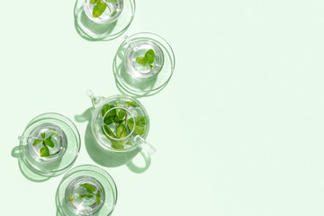 Mint tea minimal concept, copy space for a text