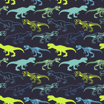 Abstract seamless vector pattern for girls, boys, clothes. Creative background with Jurassic period, dinosaur creative Funny wallpaper for textile and fabric. Fashion style. Colorful bright