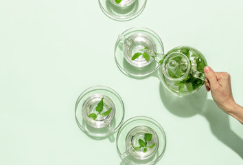 Mint tea minimal concept, copy space for a text