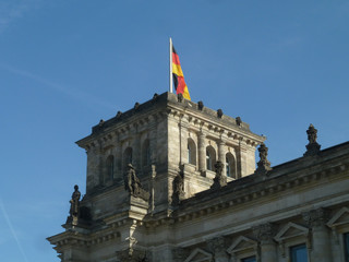 Fototapeta na wymiar Berlin, Germany - February 25, 2019: View of the German Bundestag, the Reichstag in Berlin, Germany.