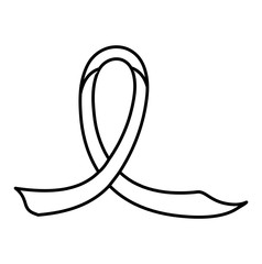 silhouette of breast cancer ribbon on white background