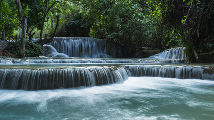Tat Kuang Si Waterfalls. Beautiful  landscape. Luang Prabang, Laos.